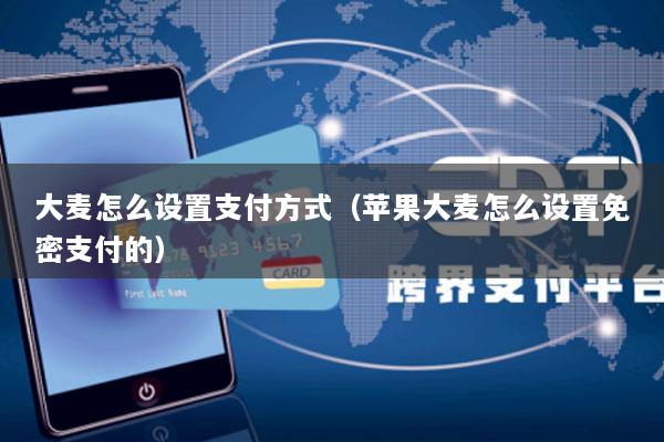 大麦怎么设置支付方式(苹果大麦怎么设置免密支付的)